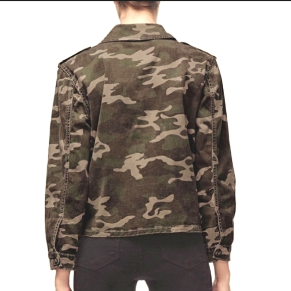 Good American Washed Camo Print Military Style Jacket Size 0/1 - S/M - Picture 4 of 13